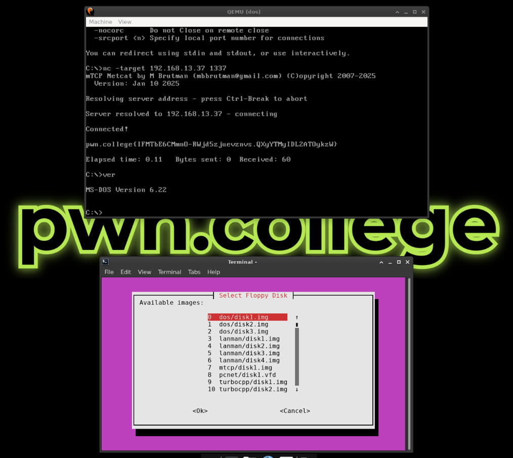 MS-DOS running mTCP NC with flag