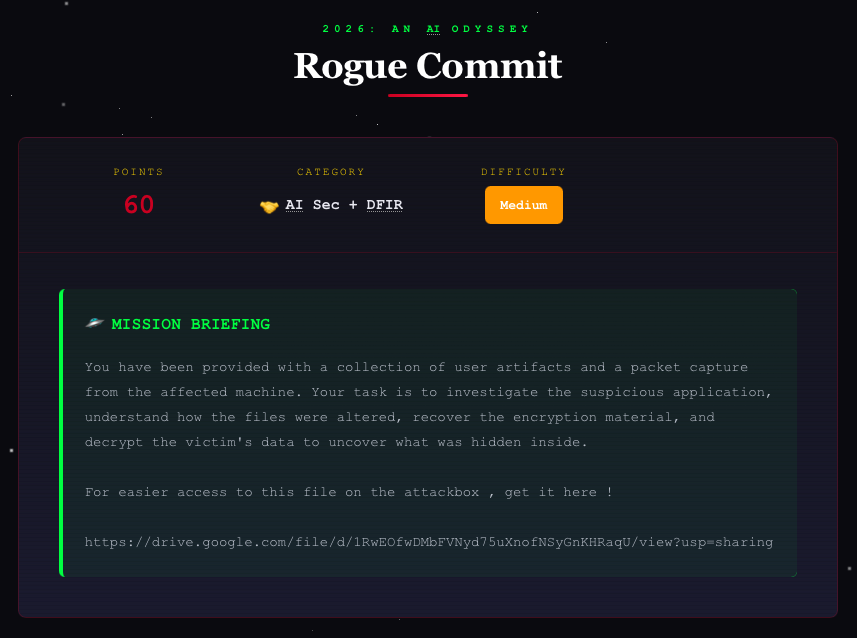 Challenge briefing — Rogue Commit