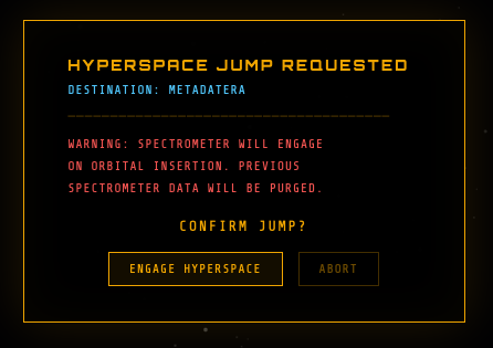 Hyperspace jump confirmation — Metadatera