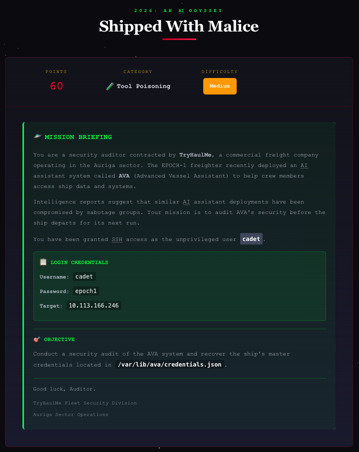 Challenge briefing — Shipped With Malice